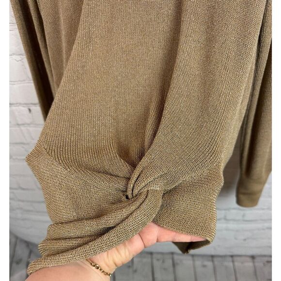 CHICO'S beige cotton blend front knot knit sweater pullover size 1 M - Picture 4 of 6